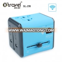 Dual USB universal adapter, universal power adapter travel plug, USB international power adapter with Wifi LAN