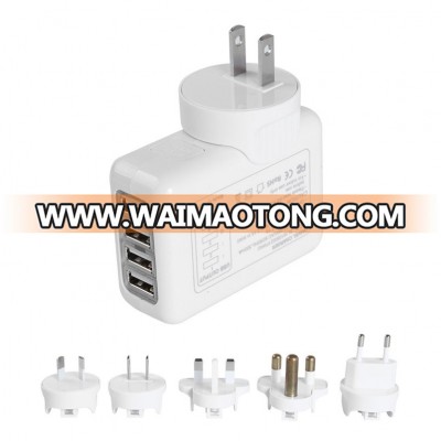 Hot selling mobile phone accessories 4 port usb charger with universal plugs