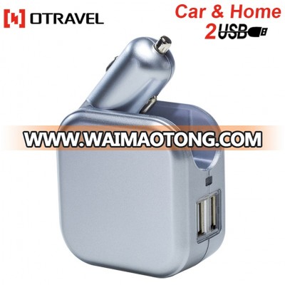 Custom gifts Universal 2 in1 Dual USB Port DC 5V 2.1A Car Home Travel Wall Charger White