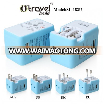 OTRAVEL mobile phone accessories wholesale UK/US/AUS/EU electrical plug universal travel adaptor with 1 usb 5V 1A